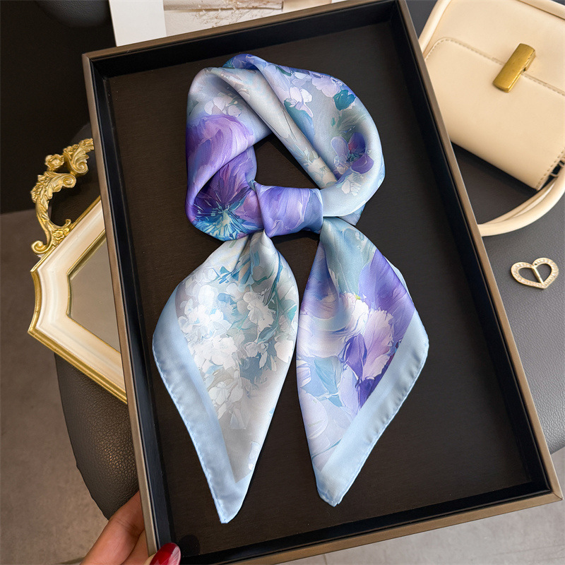 Ascot Neck Scarf - 2026년 신상 플로럴 프린트 실크 스카프