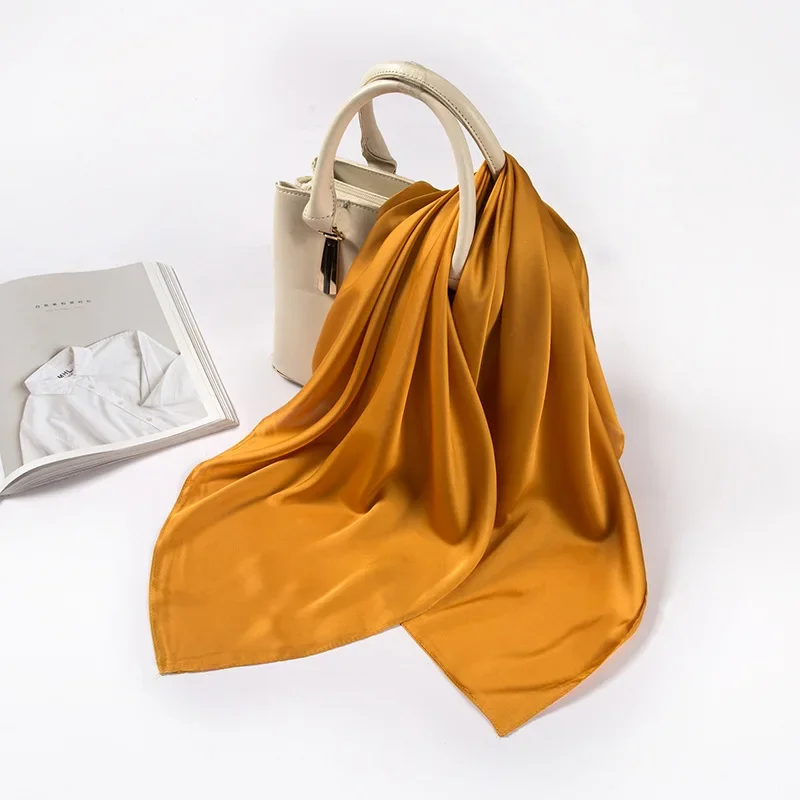 새틴 스카프 여성용 70cm 단색 부드러운 표면 헤드  - Ascot Neck Scarf 리뷰 및 가격