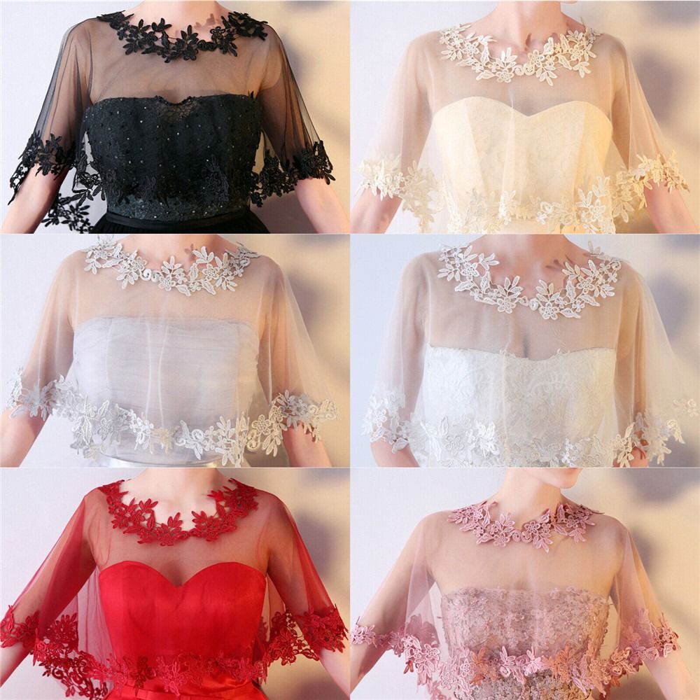 패션 레이스 반팔 어깨 어깨 신부 웨딩 우아한 케이프, - Stole Wedding Shawl 리뷰 및 가격