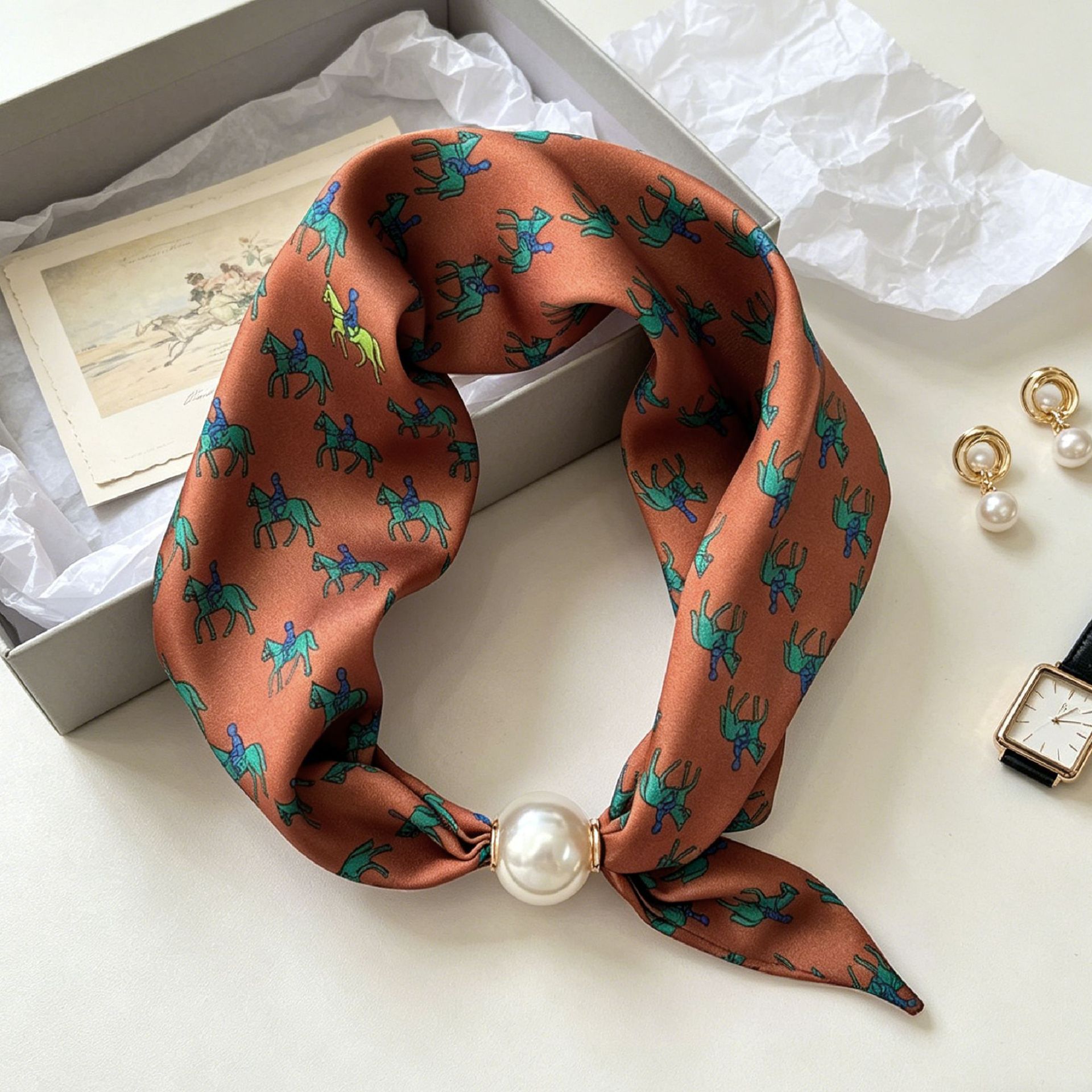럭셔리 나이트 펄 마그네틱 스카프 여성 여름 다용도 통 - Ascot Neck Scarf 리뷰 및 가격