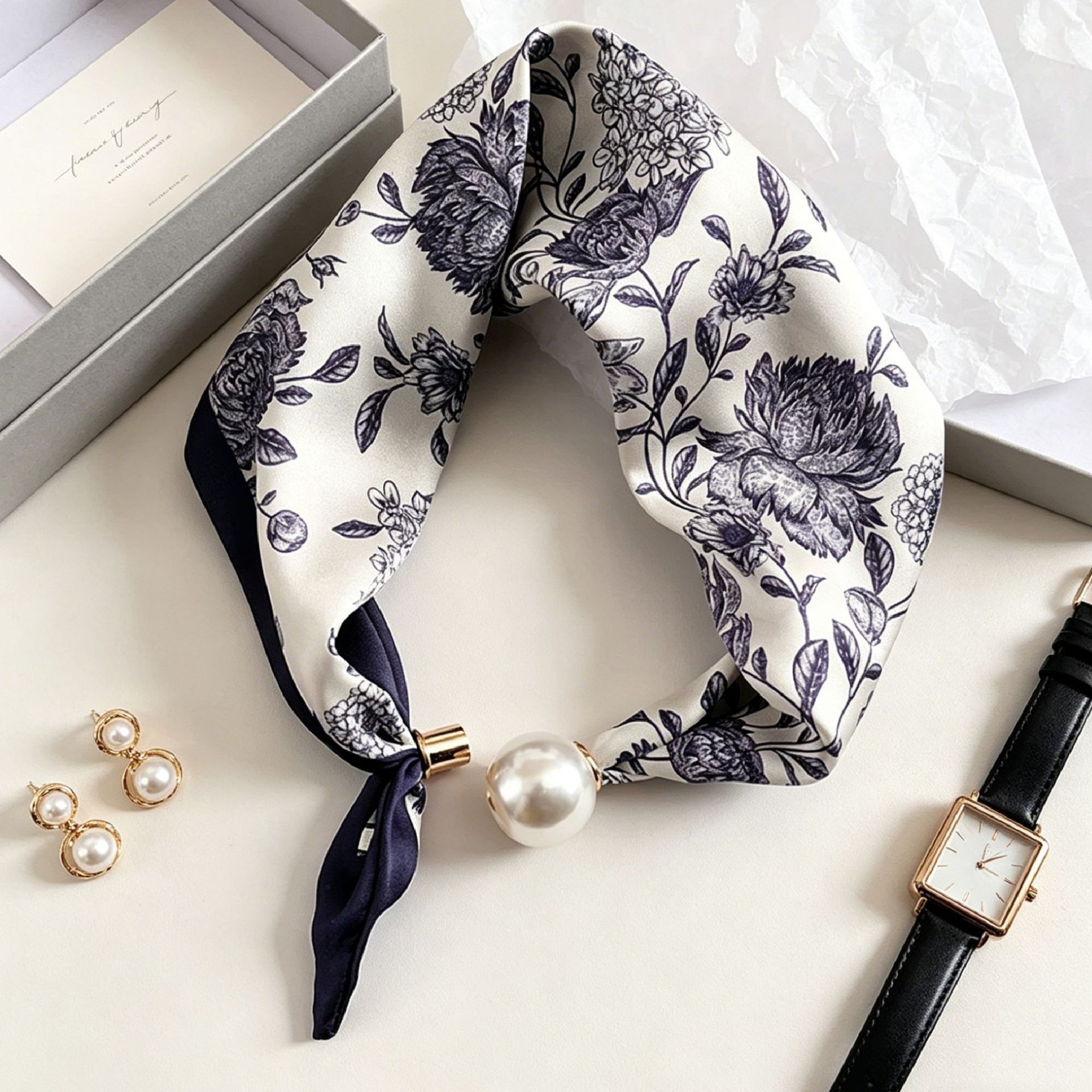 럭셔리 나이트 펄 마그네틱 스카프 여성 여름 다용도 통 - Ascot Neck Scarf 리뷰 및 가격