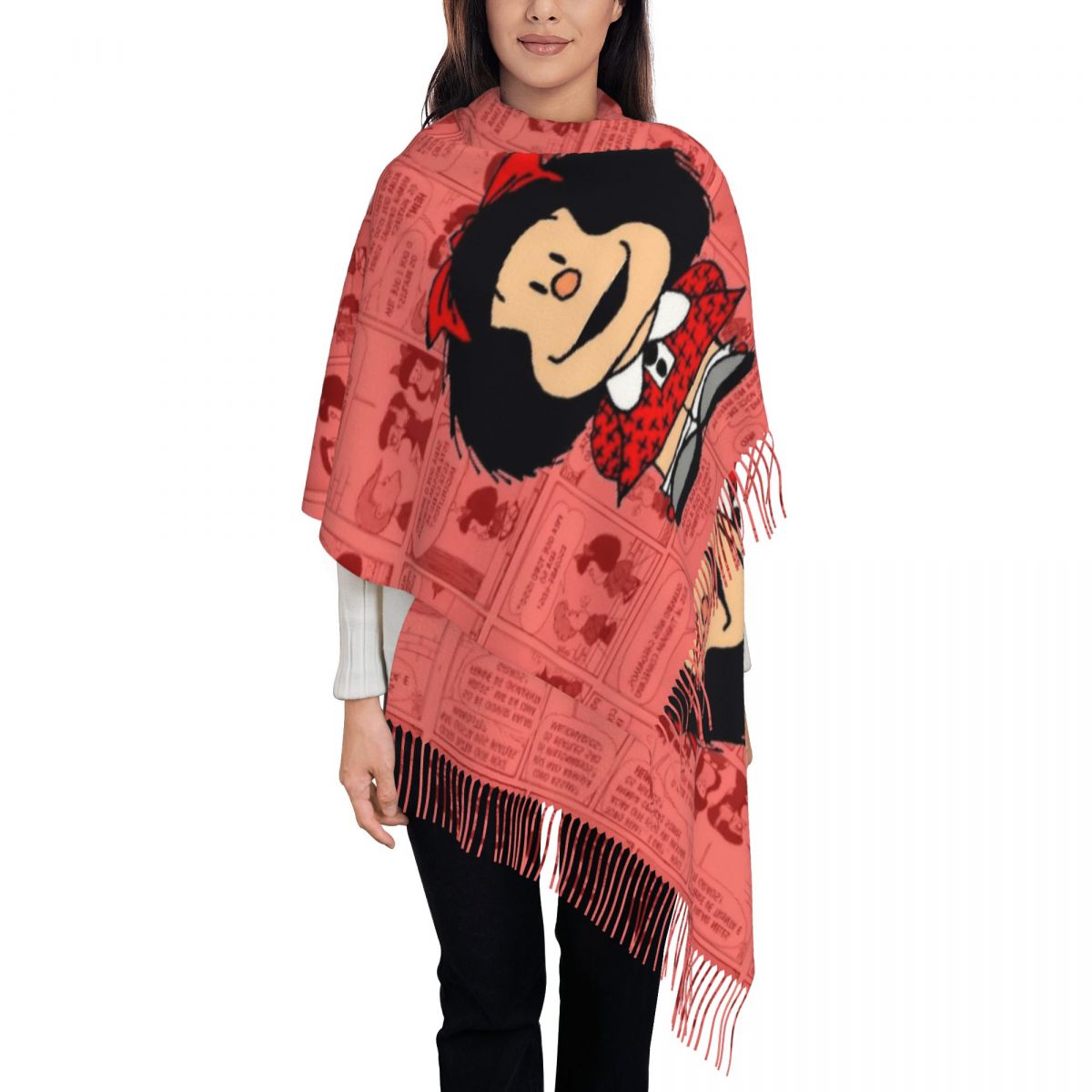 여성용 태슬 스카프 마팔다스 만화 대형 부드럽고 따뜻한 - Pashmina Wrap Large 리뷰 및 가격