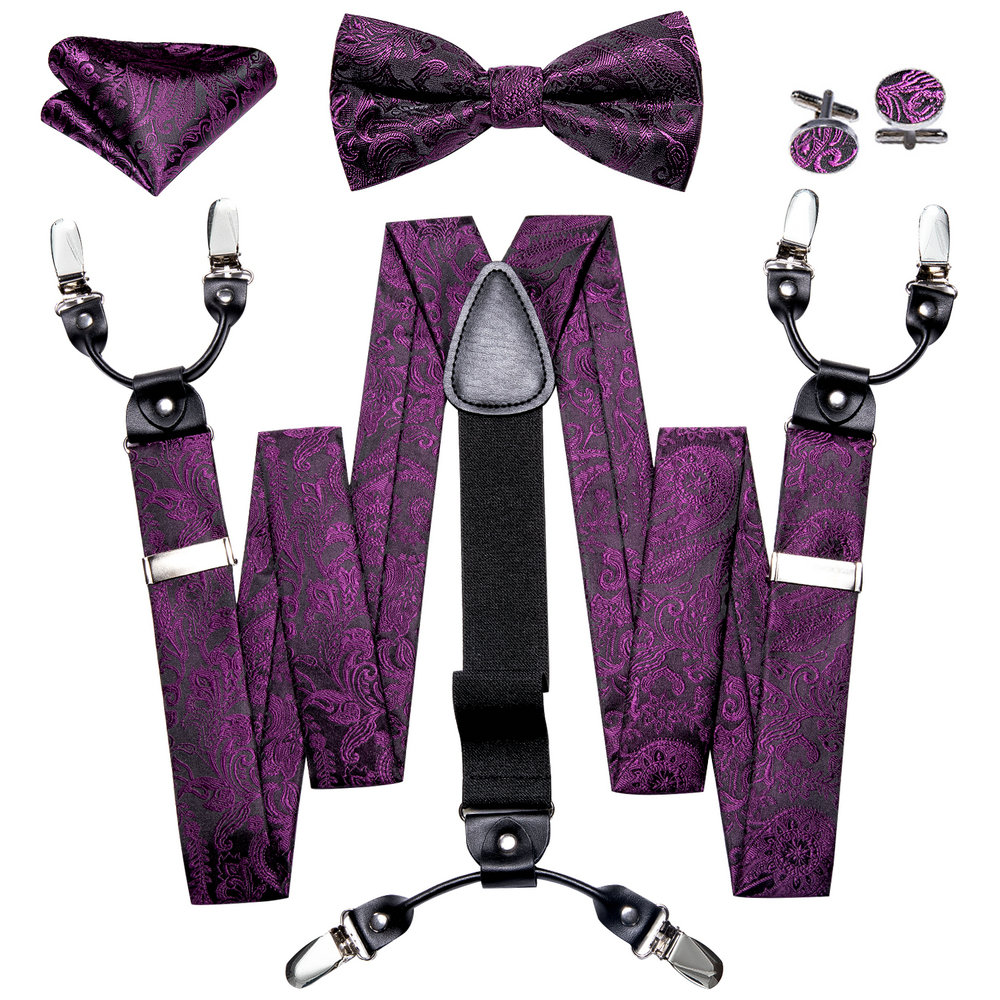 남성용 바지용 서스펜더, 고급스러운 자두색 꽃무늬 자카 - Bow Tie Pre Tied 리뷰 및 가격