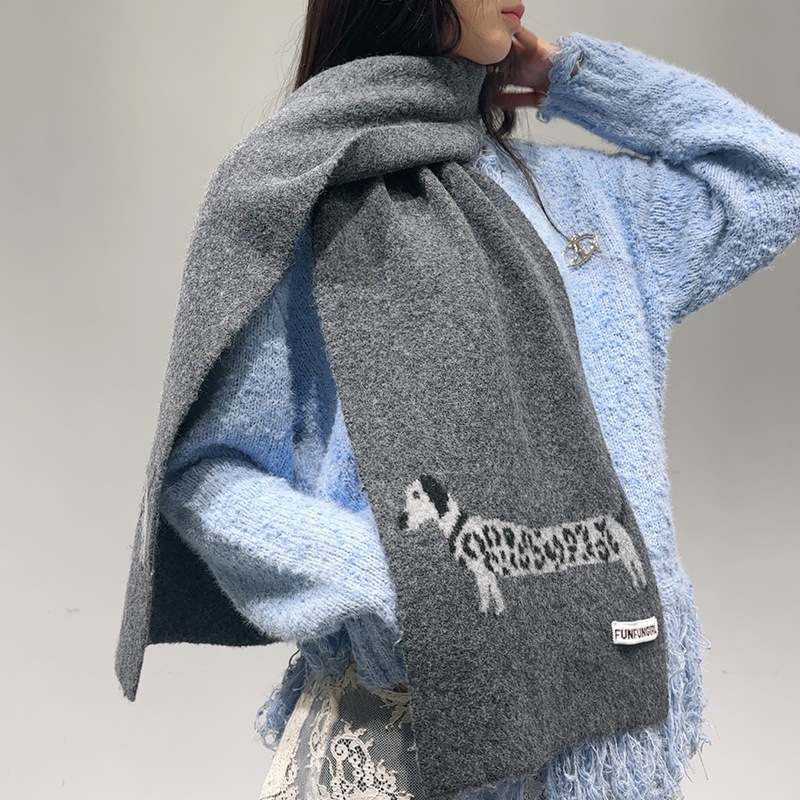 한국 버전 울 혼방 강아지 자카드 스카프 여성 남성 따 - Muffler Men Wool 리뷰 및 가격