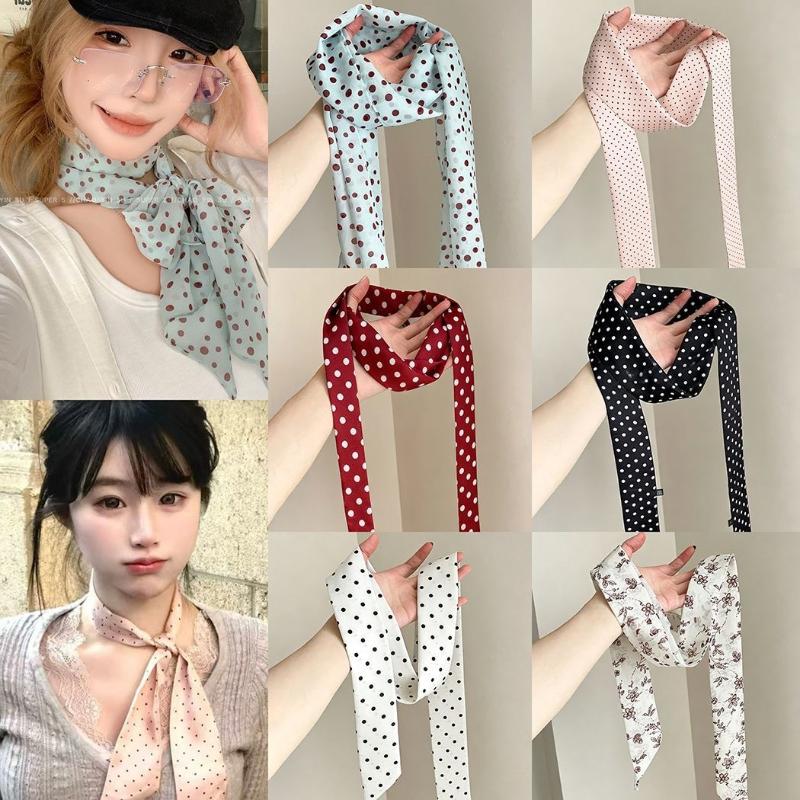 폴카 도트 꽃무늬 프린트 실크 스카프 얇은 넥 스카프  - Silk Neck Scarf 리뷰 및 가격