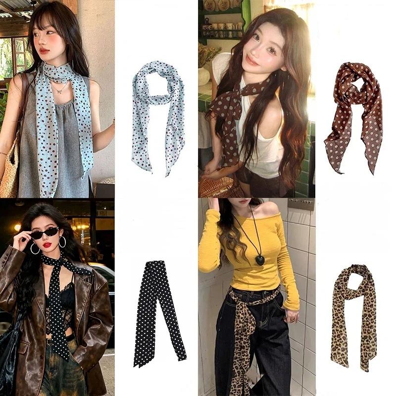 폴카 도트 꽃무늬 프린트 실크 스카프 얇은 넥 스카프  - Silk Neck Scarf 리뷰 및 가격
