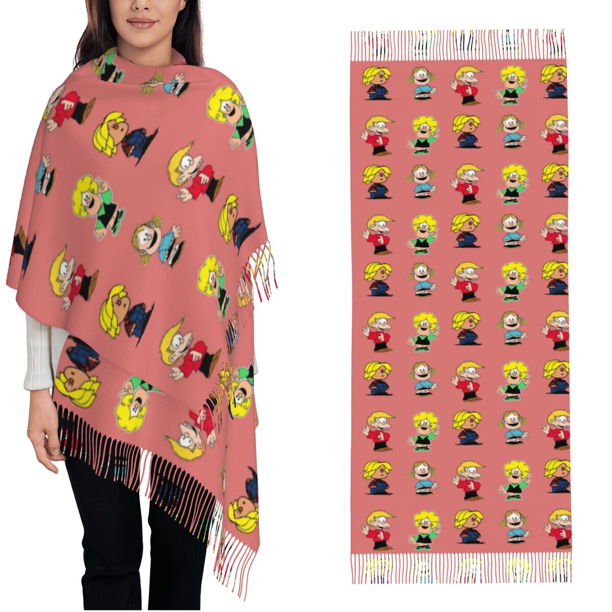 여성용 태슬 스카프 마팔다 캐릭터 대형 겨울 가을 숄  - Pashmina Wrap Large 리뷰 및 가격