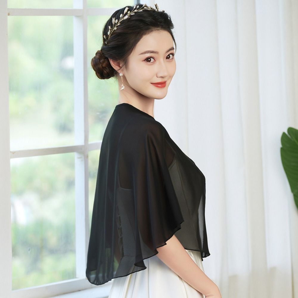 빈티지 시스루 쉬폰 케이프렛 가벼운 디자인 우아한 스타 - Stole Wedding Shawl 리뷰 및 가격
